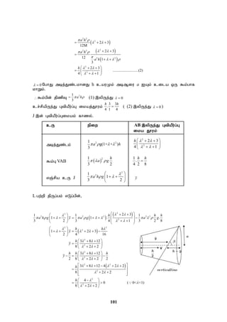 101
 
 
 
2 2
2
2
2 2
2 2
2
2
2 3
12M
2 3
12 1
3
2 3
...........................(2)
4 1
a h
a h
a h
h
 
 
 
 

  
 
 
  
 

 
 
 
  
 
 
0
  NghJ mbj;Jz;lkhdJ h cauKk; mbMiu a IAk; cila xU $k;ghf
khWk;.
$k;gpd; jpzpT
2
1
3
a h
 
 (1) ,ypUe;J 0
 
cr;rpapUe;J GtpaPu;g;G ikaj;J}uk;
3 3
.
4 1 4
h h
 ( (2) ,ypUe;J 0
  )
J ,d; GtpaPu;g;Gikak; fhzy;.
cU epiw AB ,ypUe;J GtpaPu;g;G
ika J}uk;
mbj;Jz;lk;
2 2
1
g(1+ + )
3
a h
   
2
2
2 3
4 1
h  
 
 
 
 
 
 
$k;G VAB  
2
1
3 2
h
a g
  
1
.
4 2 8
h h

vQ;rpa cU J
2
2
1
1
3 2
a h g

  
 
 
 
 
y
L gw;wp jpUg;gk; vLg;gpd;>
 
 
 
 
2
2
2 2 2 2 2
2
2 2
2
2
2
2
2
2 2
2
2 3
1 1 1
1 1 . .
3 2 3 4 3 2 8
1
1 2 3
2 4 16
3 8 12
8 2 2
3 8 12
2 8 2
2 2
3 8 12 4 2 2
8 2 2
h h h
a h g y a g a g
h h
y
h
y
h h h
y
h
 

         
 
 
  
 
 
 
 
   
 
 
 
 
 
     
   
 
   
 
     
 
 
 
 
  
 
 
 
 
  
 
 
 
 
    
 

 
 
 

2
2
4
0 ( 0< <1)
8 2 2
h 

 
 


 
 
 

 