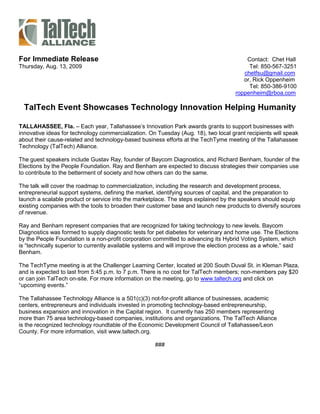 Taltech Address Taltech press on baycom's A1C test for cats and dogs | PDF