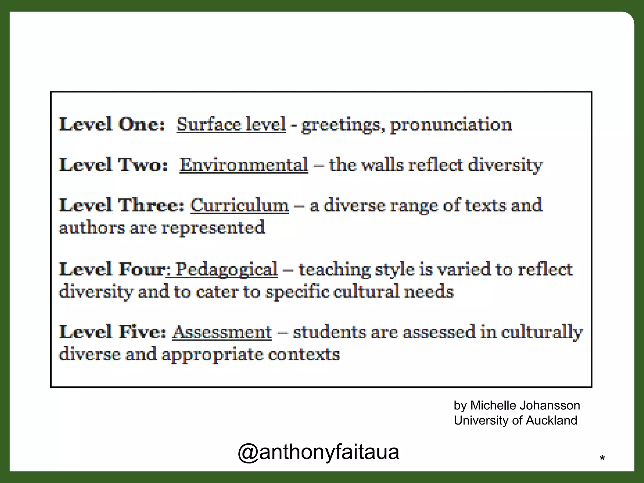 @anthonyfaitaua *
by Michelle Johansson
University of Auckland
 