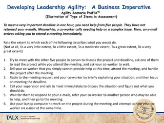 Talx 2012 presentation  - developing leadership agility