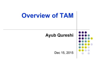 Overview of TAM
Ayub Qureshi
Dec 15, 2015
 