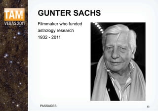 GUNTER SACHS
Filmmaker who funded
astrology research
1932 - 2011




 PASSAGES              35
 
