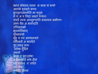 भह्त् घोषवन् श्वास स कास स कपो
आस्मो द्द्वांसते कण्ठ्
क्रु च्राच्क्नोतत बावषतुभ्
न च अवऩ तनद्राां रबते शमान्
ऩाश्वे तस्म अवग्रुह्णातत शमनस्म सभीयण्
उष्णां चैव अभबनन्ददतत
उम्च्छताऺो
भ्रुशभततभान्
शुष्कास्मो
भुहु च एव अवधाभमते
श्रेश्भरै अभबवधमते
रुट्,वभतु प्राम्
ववशेषा दुहदमने
अफरो
अन्दन द्ववट्(द्वेष)
स शाभमतत कपे हीने
स्व ऩतश्च वव’वधमते
उय् ऩीड
कयोतत ऩीनसां
 