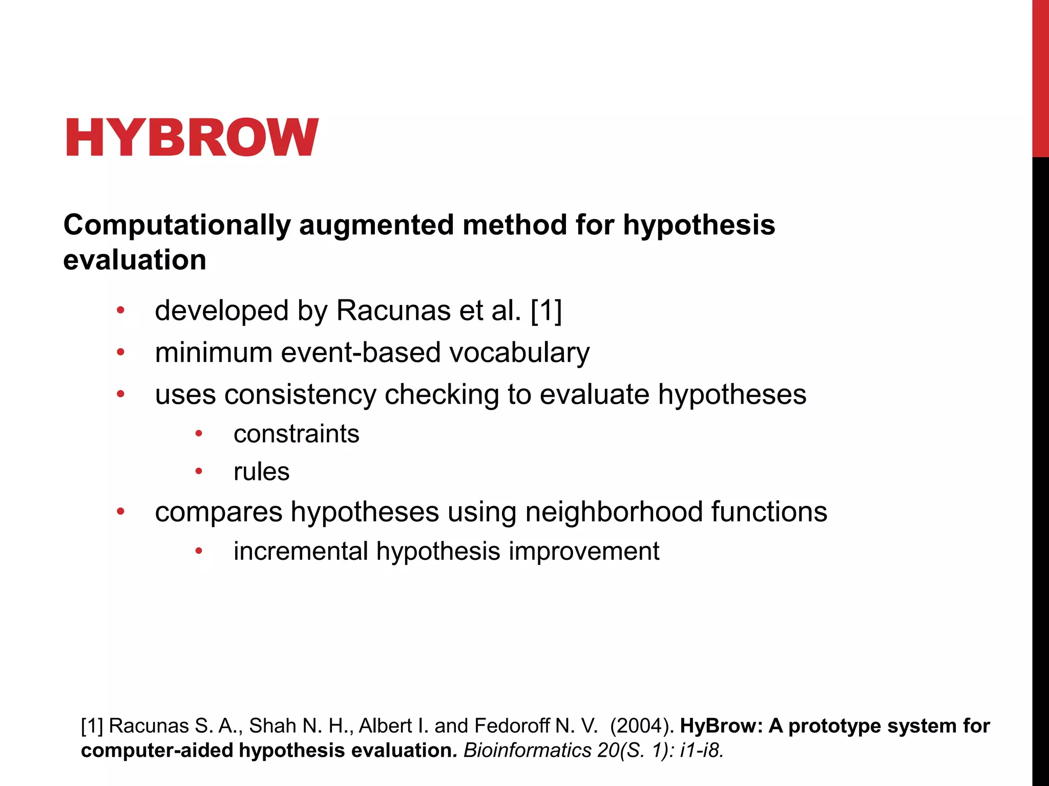 HyBrowComputationally augmented method for hypothesis evaluationdeveloped by Racunas et al. [1]