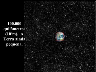100.000 quilômetros (10 8 m).  A Terra ainda pequena. 