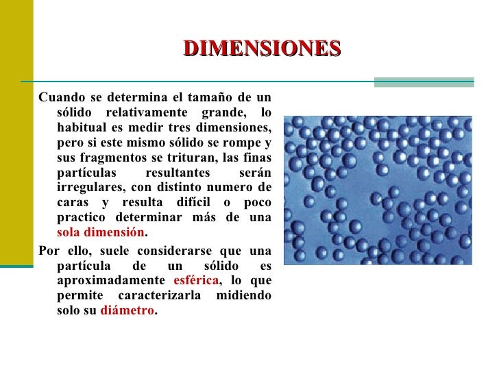 Tamaño de particulas