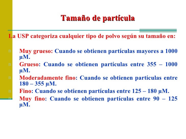 Tamaño de particulas