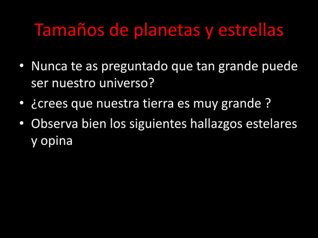 Tamaños de planetas y estrellas | PPT