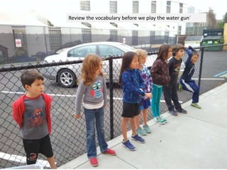 Review the vocabulary before we play the water gun˙
 