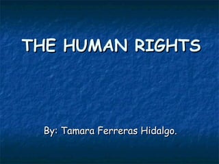 THE HUMAN RIGHTS By: Tamara Ferreras Hidalgo. 