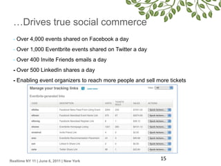 …Drives true social commerce<br /><ul><li> Over 4,000 events shared on Facebook a day 