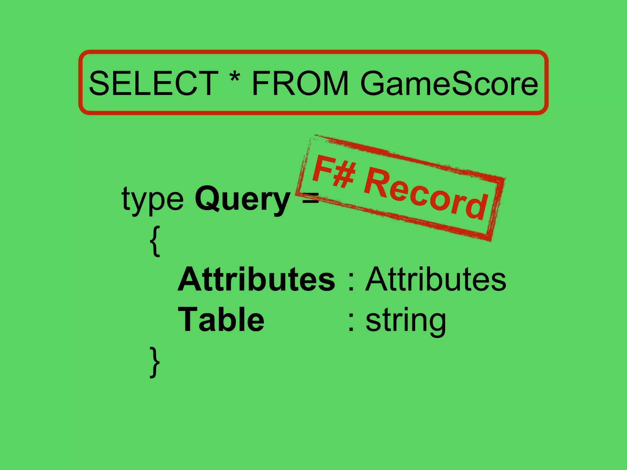 @theburningmonk
SELECT * FROM GameScore
pAsterisk
*
pAttributeName
UserId, GameTitle, TopScore, …
 