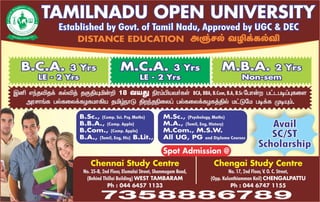 Tamil nadu open university   chengai study back