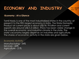 Jimi  GandhiSem:- 02Present Govt. & AdministrationGovernor -His Excellency Thiru Surjit Singh BarnalaChief Minister                        - Dr. Kalaignar M KarunanidhiChief Justice, High Court of Madras           - 	Thiru Ajit Prakash ShahChief Secretary to Govt.      -Thiru L K Tripathy IAS				Secretariat, Chennai - 600 009Phone : 25671555 (O), 24794585 (R)Fax : 25672304E-Mail : cs@tn.gov.in