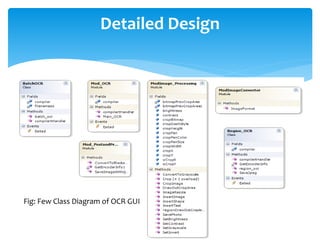 Detailed Design
Fig: Few Class Diagram of OCR GUI
 