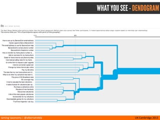 taming	
  taxonomy	
  |	
  @albertatrebla UX	
  Cambridge	
  2013
WHAT YOU SEE - PARTICIPANT CENTRIC ANALYSIS
 