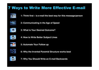 How often
do you want to
auto-archive?
1
2
3
How old
should emails
be to be
archived?
Where
should emails
be stored?
4. Use Auto-archiving
Solutions for Success 2013 www.emailtiger.com.au
 