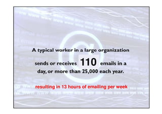 Radcati Group White Paper - Addressing the Information
Overload in Corporate E-mail: The Economics of User Attention
Solutions for Success 2013 www.emailtiger.com.au
 
