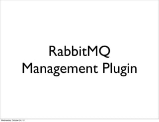 RabbitMQ
                     Management Plugin


Wednesday, October 24, 12
 