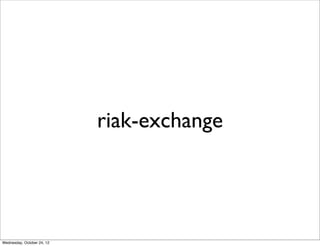 riak-exchange




Wednesday, October 24, 12
 