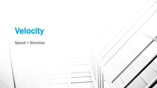 Velocity
Speed + Direction
 