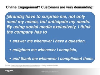 Online Engagement? Customers are very demanding!

 [Brands] have to surprise me, not only
 meet my needs, but anticipate m...