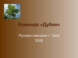 Команда «Дубки» Русская гимназия г. Тапа 2008 