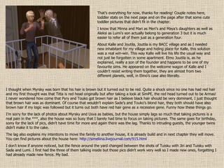 That’s everything for now, thanks for reading! Couple notes here, toddler stats on the next page and on the page after that some cute toddler pictures that didn’t fit in the chapter. I know that Minna and Mari as Meri’s and Maya’s daughters as well as Aleksi as Lumi’s son actually belong to generation 3 but it is much easier to refer all of them just as a generation four.  About Kalle and Joutila, Joutila is my BACC village and as I needed new inhabitant for my village and hiding place for Kalle, this solution was a real win-win. This way Kalle will live his life the usual way and not just be forgotten in some apartment. Elmo Joutila is, as he explained, really a son of the founder and happens to be one of my favourite sims. He appeared on the welcome wagon of Kalle and I couldn’t resist writing them together, they are almost from two different planets, well, in Elmo’s case also literally. I thought when Myrsky was born that his hair is brown but it turned out to be red. Quite a shock since no one has had red hair and my first thought was that Titta is red head originally but after taking a look at SimPE, the red head turned out to be Armas! I never wondered how come that Pyry and Touko got brown hair as I believe black hair should be very dominant, I just thought that brown hair was as dominant. Of course that wouldn’t explain Sade’s and Touko’s blond hair, they both should have also brown hair if my logic was followed but it turns out both have red hair gene as a recessive gene. Funny how these things go. I’m sorry for the lack of photos about Myrsky and Usva as babies, but the house simply lags so much that taking pictures is a real pain in the ***, also the house was so busy that I barely had time to focus on taking pictures. The same goes for birthday, sorry for the lack of pics, didn’t have time for more and again there was the lag. Thanks to intruding guests, the younger twins didn’t make it to the cake. The lag also explains my intentions to move the family to another house, it is already build and in next chapter they will move. You can find pictures about the house here:  http://simeliina.livejournal.com/915.html I don’t know if anyone noticed, but the fence around the yard changed between the shots of Tuisku with Jiri and Tuisku with Sade and Lumi. I first had the three of them talking inside but those pics didn’t work very well so I made new ones, forgetting I had already made new fence. My bad. 