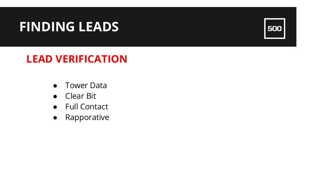 LEAD VERIFICATION FINDING LEADS