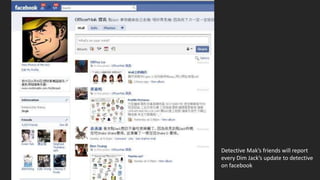 Detective Mak’s friends will report
every Dim Jack’s update to detective
on facebook
 