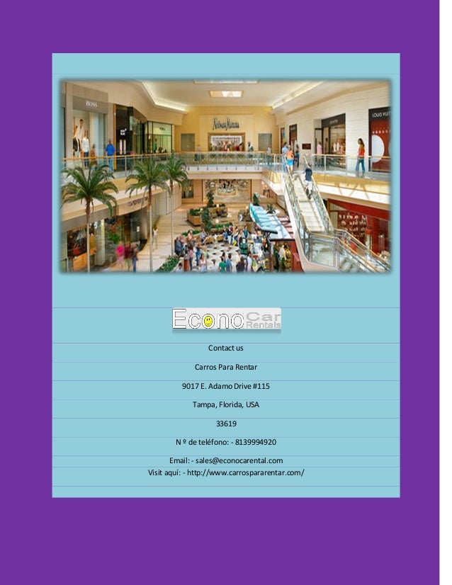 Tampa bay shopping - carros para rentar