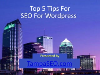 Top 5 Tips For SEO For Wordpress Presented by TampaSEO.com 