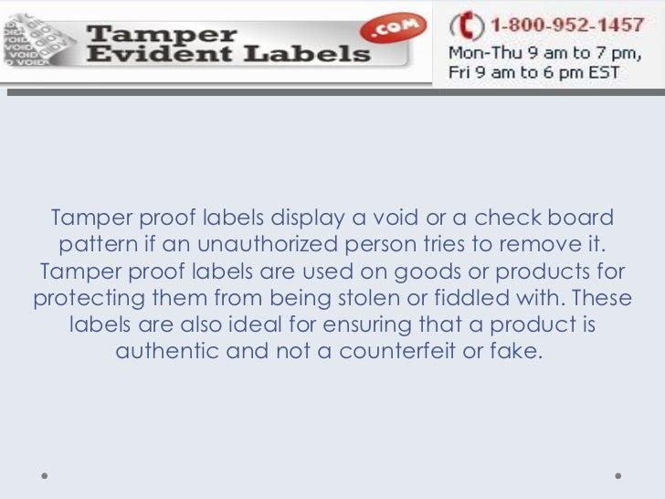 Tamper Proof Labels Display A Check Board Pattern If An Unauthorized