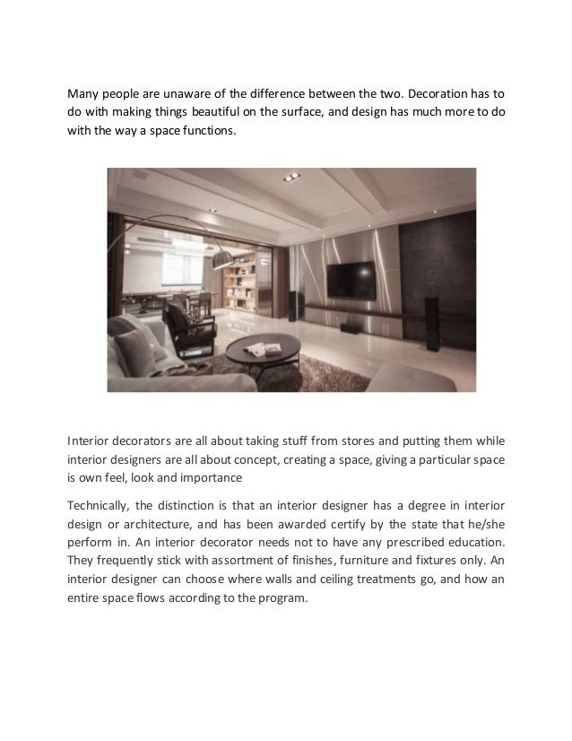 Difference Between Interior Design And Interior Decorator