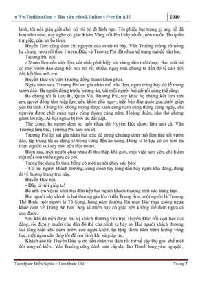 wWw.VietLion.Com – Thư vi n eBook Online – Free for All !                    2010

  lành, tôi n i gi n gi t ch t nó r i b ñi lánh n n. Tôi phiêu b t trong gi ang h ñã
  hơn năm năm, nay nghe có gi c Khăn Vàng n i lên kh y nhi u, nên mu n ñ u quân
  tr gi c, c u an bá tánh.
      Huy n Ð c cũng ñem chí nguy n c a mình t bày. Vân Trư ng m ng r u ng
  ba chung rư u r i theo Huy n Ð c và Trương Phi d t nhau v trang tr i ñ bàn b c.
      Trương Phi nói:
      - Mu n làm nên vi c l n, c t nh t ph i hi p s c ñ ng tâm m i ñư c. Sau nhà tôi
  có m t vư n ñào ñang ti t hoa n r t nhi u, ngày mai chúng ta ñ n ñó t cáo tr i
  ñ t, k t làm anh em.
      Huy n Ð c và Vân Trư ng ñ ng thanh khen ph i.
      Ngày hôm sau, Trương Phi sai gia nhân m trâu ñen, ng a tr ng bày ñ l trong
  vư n ñào. Ba ngư i ñ ng trư c hương án, vái m i ngư i hai cái r i cùng th r ng:
      Ba chúng tôi là Lưu B , Quan Vũ, Trương Phi, tuy khác h nhưng k t làm anh
  em, quy t ñ ng tâm hi p l c, c u kh n phò nguy, trên báo ñáp qu c gia, dư i giúp
  yên bá tánh. Chúng tôi không mong ñư c sanh cùng năm cùng tháng cùng ngày, ch
  nguy n ñư c ch t cùng ngày cùng tháng cùng năm. Hoàng thiên, h u th ch ng
  giám l i này. Ai b i nghĩa b tr i tru ñ t di t.
      Th xong, ba ngư i ñem so tu i nhau thì Huy n Ð c ñư c làm anh c , Vân
  Trư ng làm th , Trương Phi làm em út.
      Trương Phi l i sai gia nhân b t trâu dê trong chu ng ñem m làm ti c t i vư n
  ñào, t p trung t t c dũng sĩ trong vùng ñ n ăn u ng. Dũng sĩ t t u có t i hơn ba
  trăm ngư i, vui say m t b a th t no nê.
      Hôm sau, m i ngư i chia nhau ñi thu th p khí gi i, m i vi c t m yên, ch hi m
  m t n i còn thi u ng a ñ c i.
      Trong lúc ñang lo tính, b ng có m t ngư i ch y vào báo:
      - Có hai ngư i khách thương, cùng ñoàn tùy tùng d n b y ng a khá ñông, ñang
  ñi v hư ng trang tr i này.
      Huy n Ð c nói:
      - Ðây là tr i giúp ta!
      Ba anh em v i ra kh i tr i ñón ti p hai ngư i khách thương m i vào trang tr i.
      Hai ngư i này chính là hai thương gia l n ñ t Trung Sơn, m t ngư i là Trương
  Th Bình, m t ngư i là Tô Song, hàng năm thư ng lên m n B c mua gi ng ng a
  kh e ñem v Tràng An bán. Nay vì mi n này có gi c nên không th ñem ng a ñi
  qua ñư c.
      Sau khi ñã m i ñư c hai v khách thương vào tr i, Huy n Ð c h i d n ti c ñãi
  ñ ng, r i ñem ý mu n c u dân ñ th c a mình ra bày t . Hai ngư i khách thương
  vui lòng hi n cho năm mươi con ng a kh e, l i t ng thêm năm trăm lư ng vàng
  b c, m t ngàn cân thép t t ñ rèn binh khí và giáp tr .
      Khách cáo t , Huy n Ð c t ơn ti n chân vài d m r i tr v c y th gi i ch m t
  ñôi song c ki m. Vân Trư ng cũng ñánh m t cây ñ i ñao Thanh long y m nguy t ,


Tam Qu c Di n Nghĩa – Tam Qu c Chí                                            Trang 7
 
