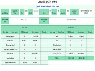 GOODS B/S in TAMS
 