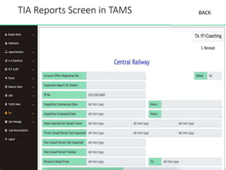 TIA Reports Screen in TAMS BACK
 