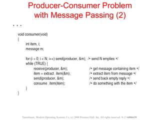 Producer-Consumer Problem
with Message Passing (2)
Tanenbaum, Modern Operating Systems 3 e, (c) 2008 Prentice-Hall, Inc. A...