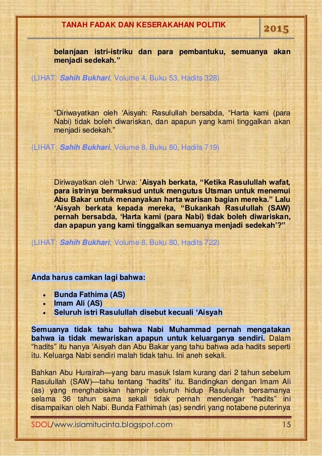 Tanah Fadak Dan Keserakahan Politik