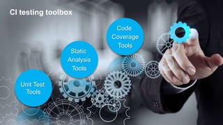 © Electric Cloud | electric-cloud.com
CI testing toolbox
Unit Test
Tools
Static
Analysis
Tools
Code
Coverage
Tools
 