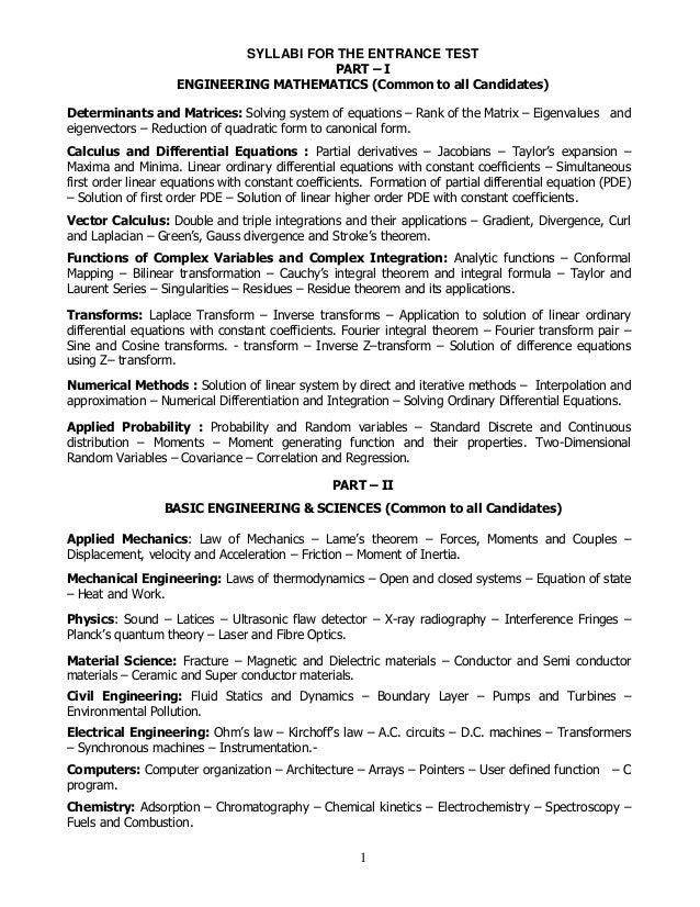 Tamil Nadu Tancet 18 Syllabus Tamil Nadu Tancet 18 Syllabus