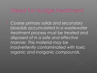 Treatment and disposal of sludge | PPT