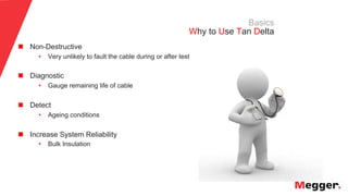 15
Basics
Why to Use Tan Delta
n  Non-Destructive
• Very unlikely to fault the cable during or after test
n  Diagnostic
• Gauge remaining life of cable
n  Detect
• Ageing conditions
n  Increase System Reliability
• Bulk Insulation
 