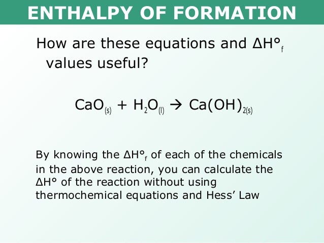 Cao H2O Ca Oh 2 Enthalpy