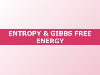 ENTROPY & GIBBS FREE
ENERGY
 