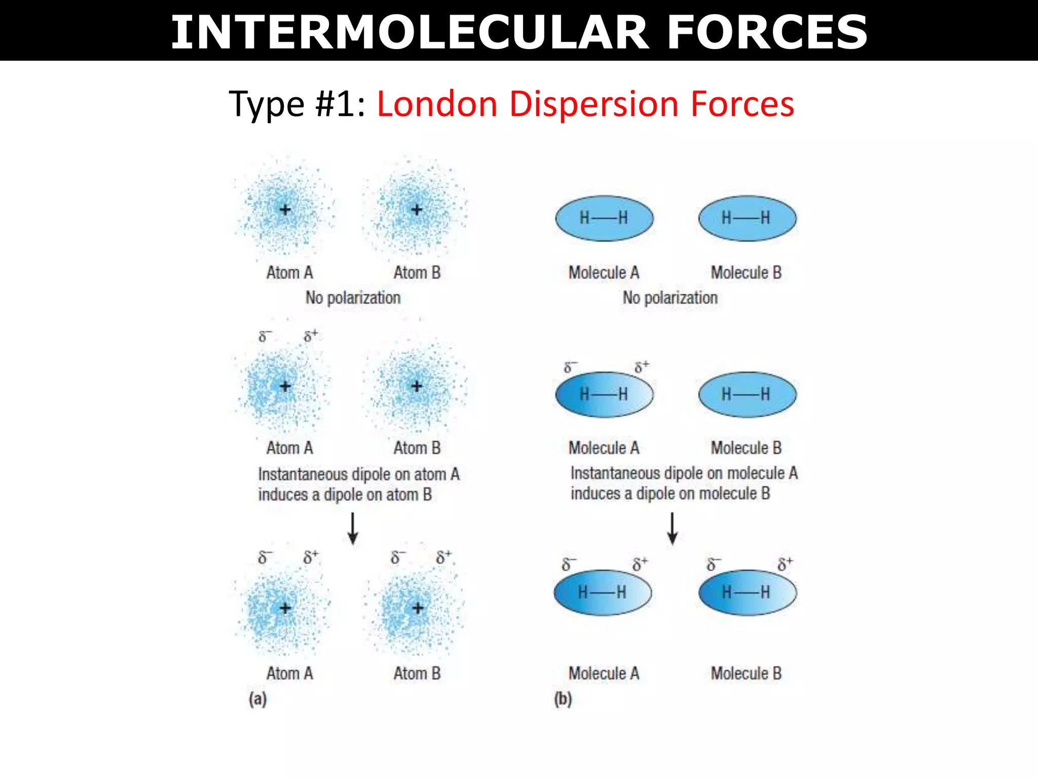Type #1: London Dispersion Forces
INTERMOLECULAR FORCES
 