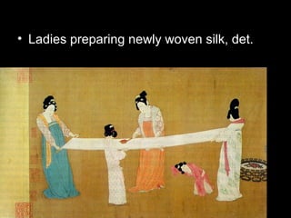 • Ladies preparing newly woven silk, det.
 