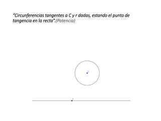 “Circunferencias tangentes a C y r dadas, estando el punto de
tangencia en la recta”.(Potencia)
 