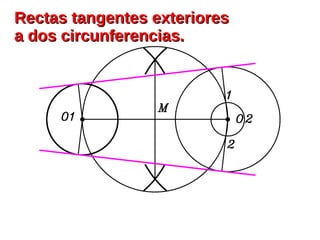 Rectas tangentes exterioresRectas tangentes exteriores
a dos circunferencias.a dos circunferencias.
 