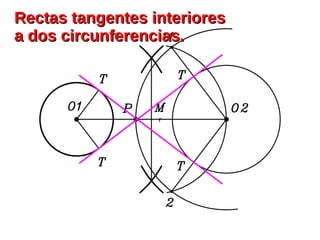 r
Rectas tangentes interioresRectas tangentes interiores
a dos circunferencias.a dos circunferencias.
 